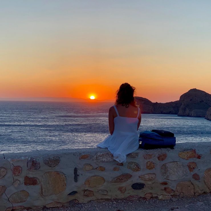 Girl watching sunset