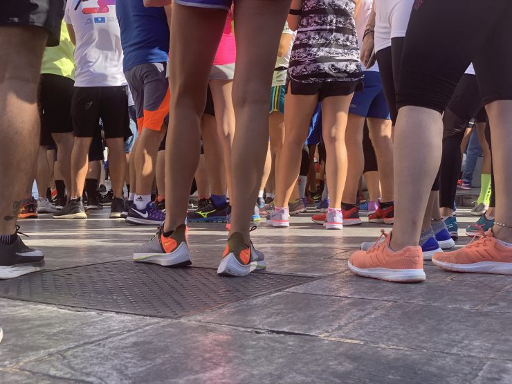 Legs at start of running race